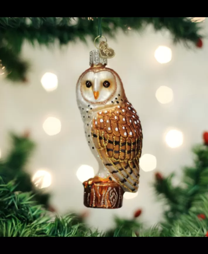 Barn Owl Blown Glass Ornament | Noel Eternel Best