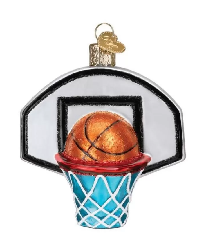 Basketball Hoop Mouth Blown Glass Ornament | Noel Eternel Outlet