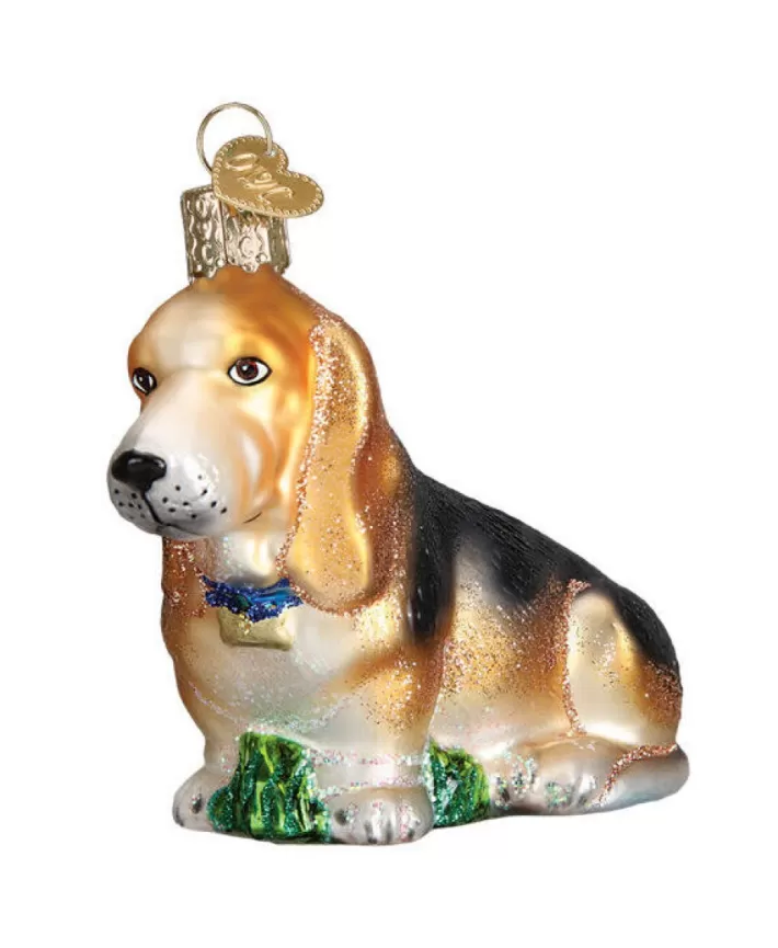 Basset Hound, Mouth Blown Glass Ornament | Noel Eternel Hot