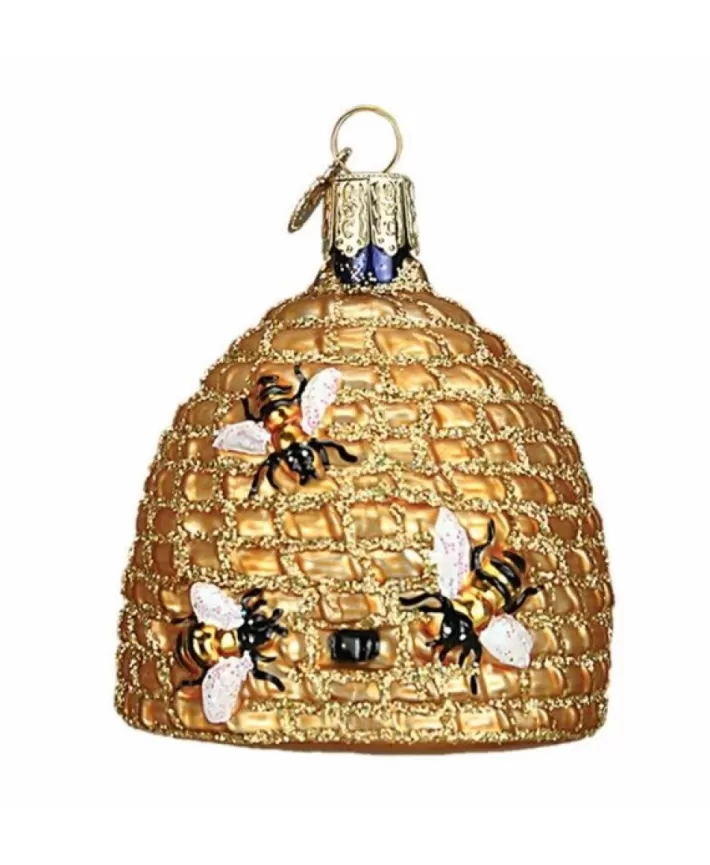 Bee Skep, Mouth Blown Glass Ornament | Noel Eternel Flash Sale