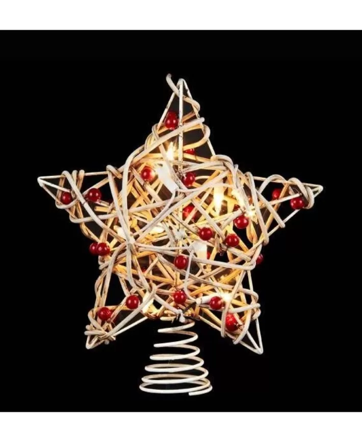 Birch Rattan Star Treetopper Ul 10/L | Noel Eternel Best Sale