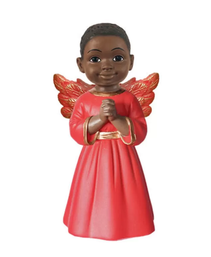 Black Cherub: Prayer-Boy In Red Robe 4''H | Noel Eternel New