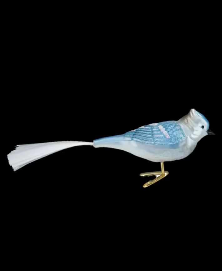 Blue Jay Mouth Blown Glass Ornament | Noel Eternel Cheap