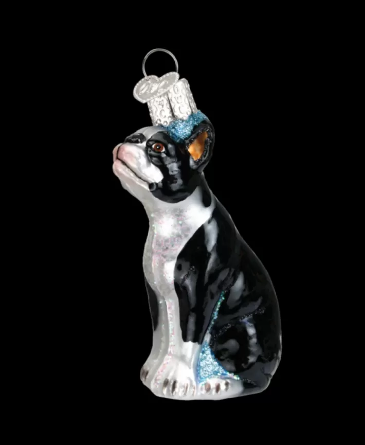 Boston Terrier Glass Dog Ornament | Noel Eternel Hot