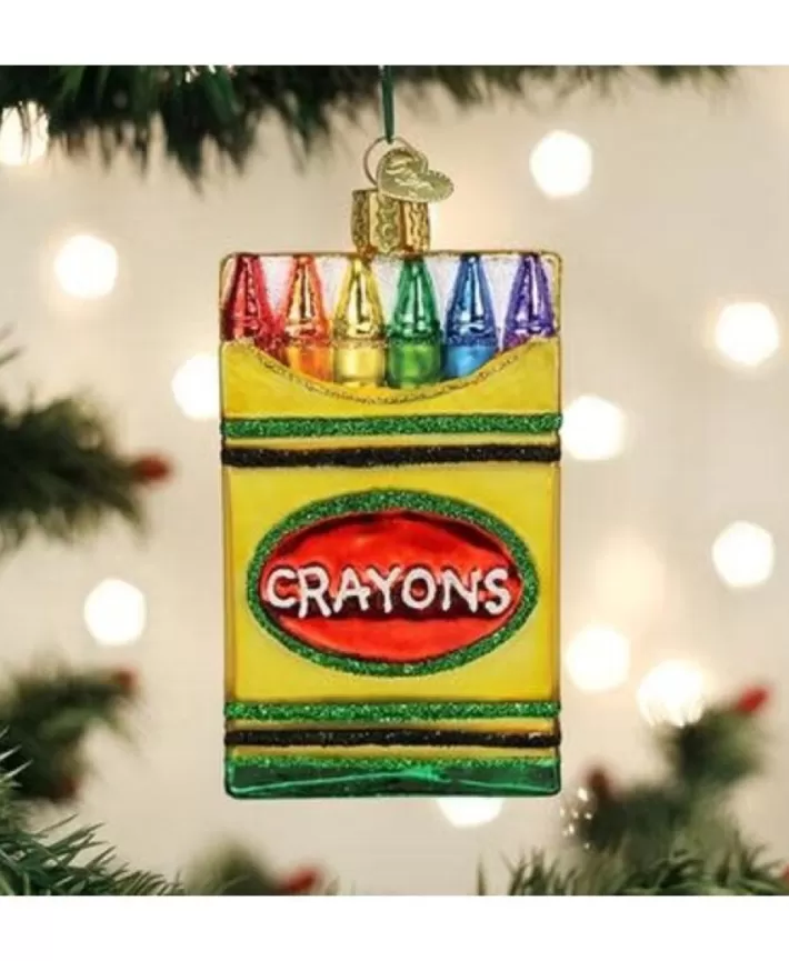 Box Of Crayons Mouth Blown Glass Ornament | Noel Eternel Outlet