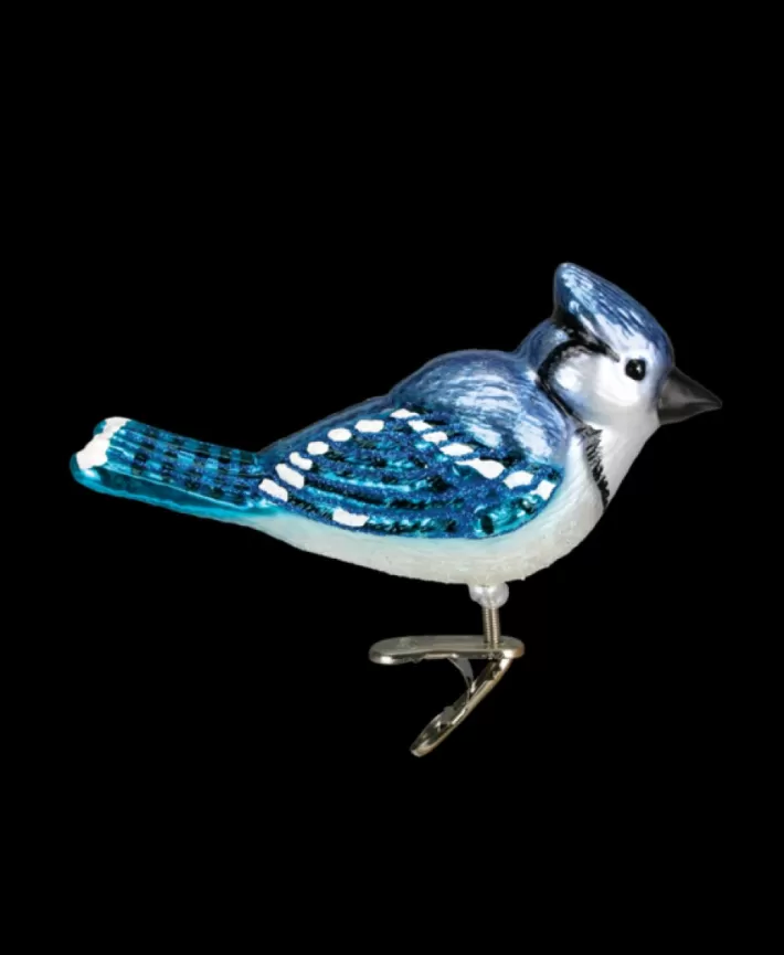 Bright Blue Jay Mouth Blown Glass Ornament | Noel Eternel Flash Sale