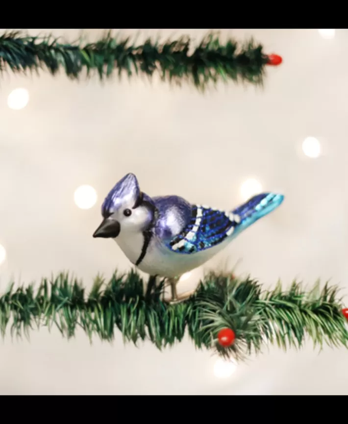 Bright Blue Jay Mouth Blown Glass Ornament | Noel Eternel Flash Sale