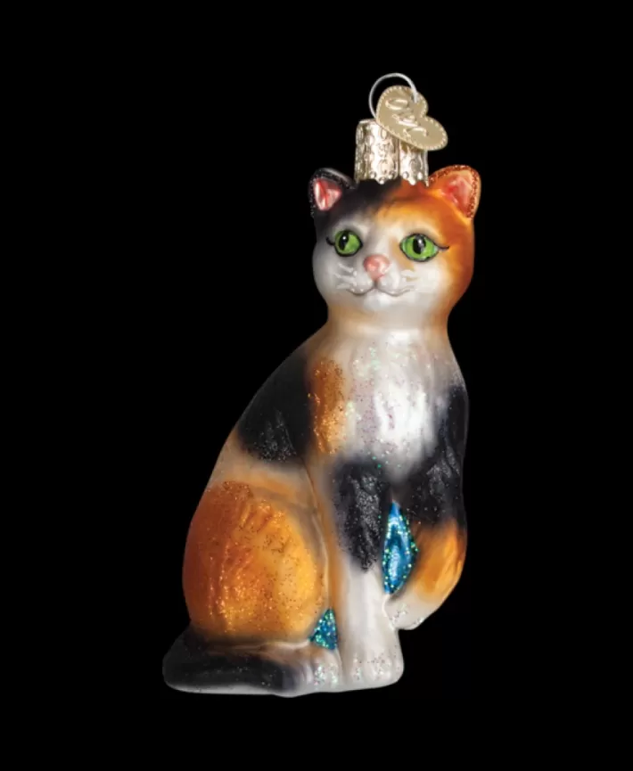 Calico Cat, Mouth Blown Glass Ornament | Noel Eternel Outlet