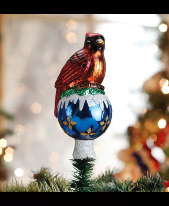 Cardinal, Mouth Blown Glass Tree Topper | Noel Eternel Best Sale