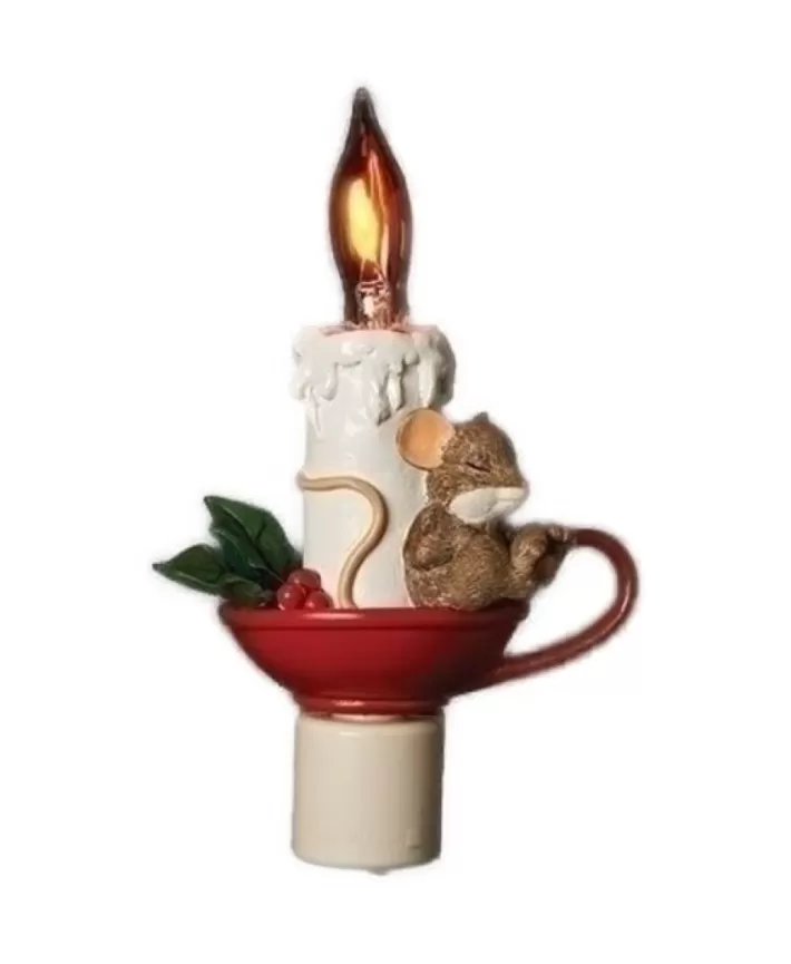 Charming Tails Sleeping Mouse On Candle Night Light | Noel Eternel Clearance