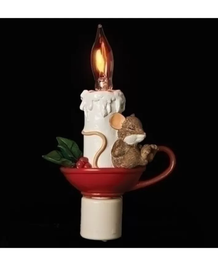 Charming Tails Sleeping Mouse On Candle Night Light | Noel Eternel Clearance