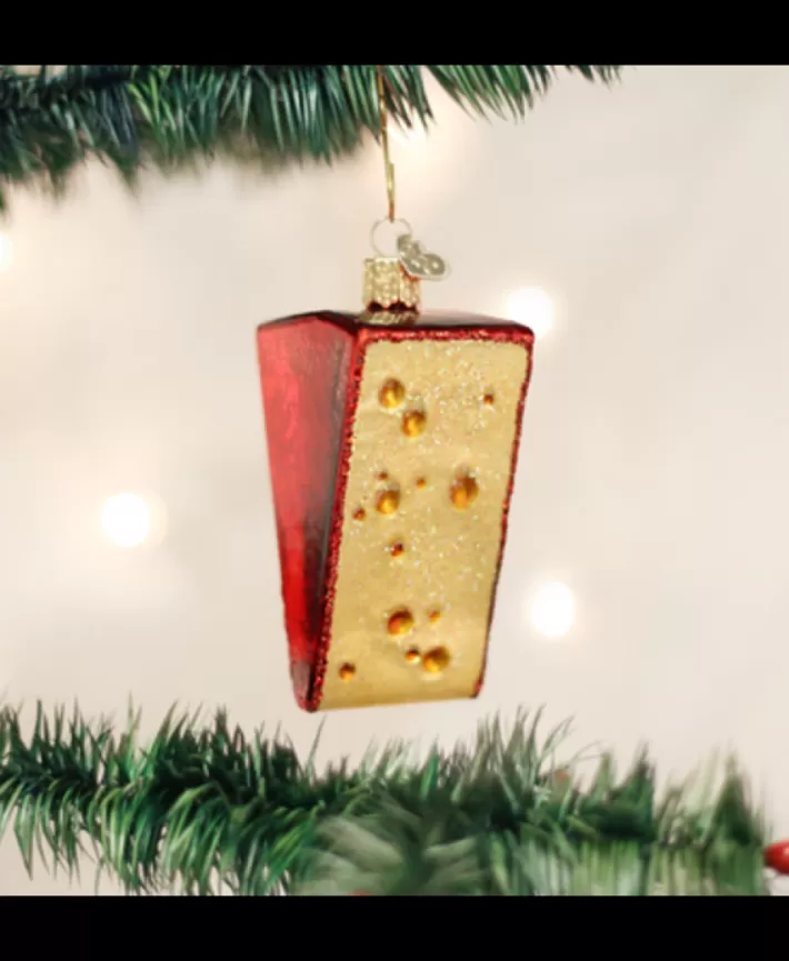 Cheese Wedge Mouth Blown Glass Ornament | Noel Eternel Cheap