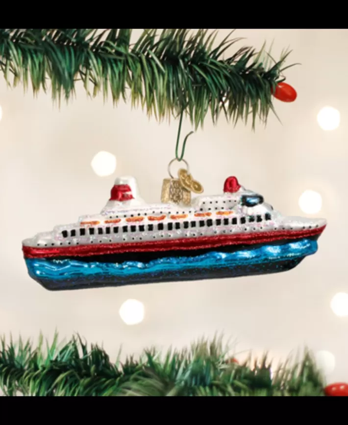 Cruise Ship, Mouth Blown Glass Ornament | Noel Eternel Online