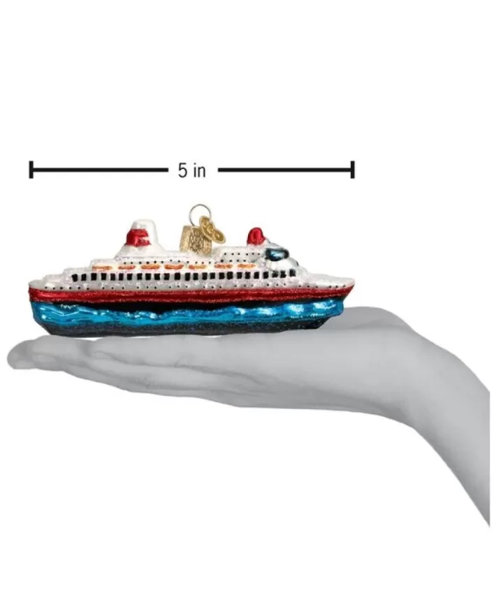 Cruise Ship, Mouth Blown Glass Ornament | Noel Eternel Online