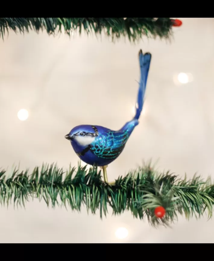 Fairy Wren Mouth Blown Glass Ornament | Noel Eternel Best