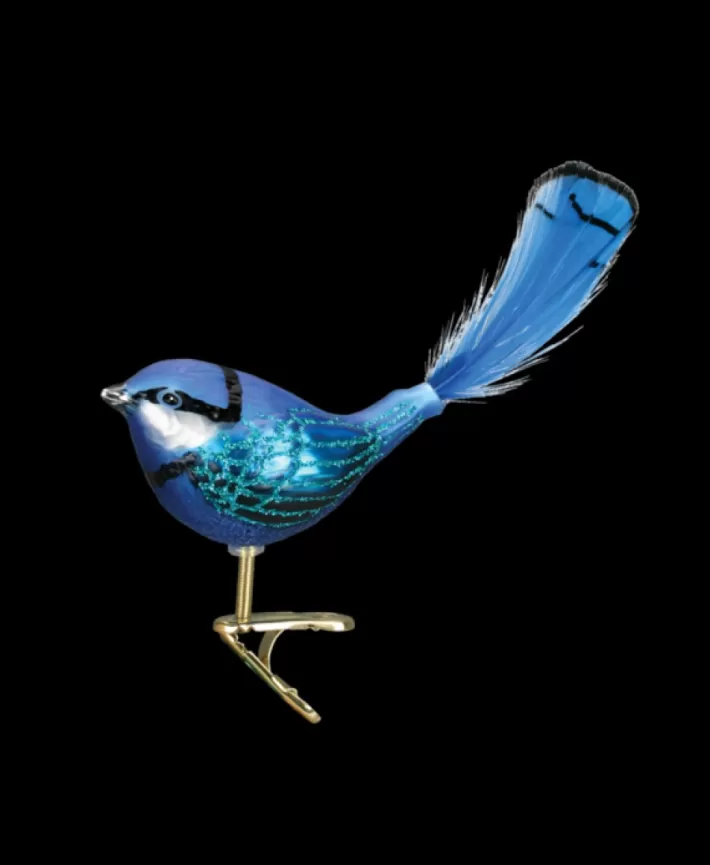 Fairy Wren Mouth Blown Glass Ornament | Noel Eternel Best