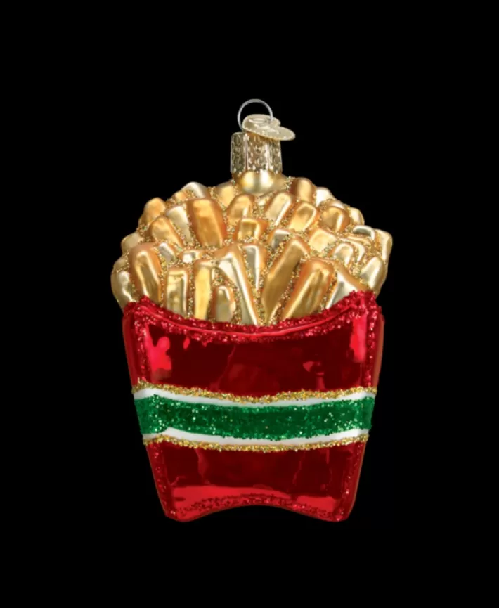 French Fries Mouth Blown Glass Ornament | Noel Eternel Outlet