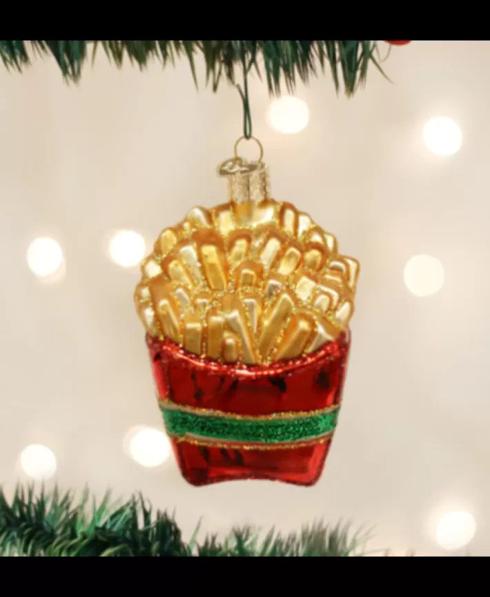 French Fries Mouth Blown Glass Ornament | Noel Eternel Outlet