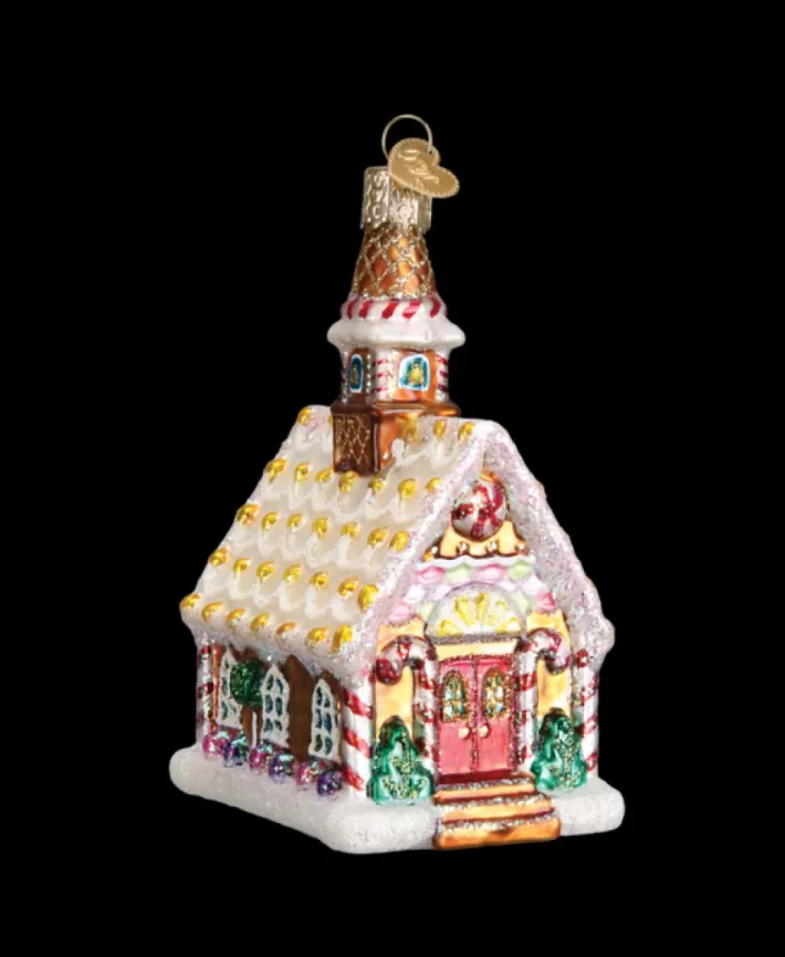 Gingerbread Church, Mouth Blown Glass Ornament | Noel Eternel Cheap