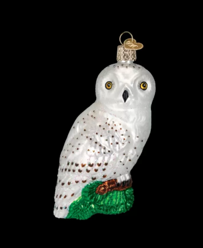 Great White Owl, Mouth Blown Glass Ornament | Noel Eternel Discount