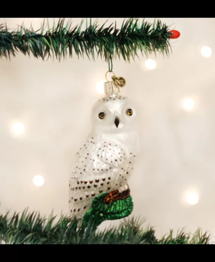 Great White Owl, Mouth Blown Glass Ornament | Noel Eternel Discount