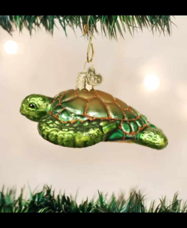 Green Sea Turtle Glass Ornament | Noel Eternel Clearance