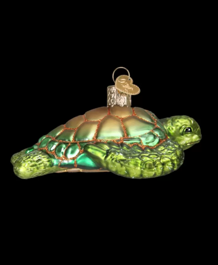 Green Sea Turtle Glass Ornament | Noel Eternel Clearance