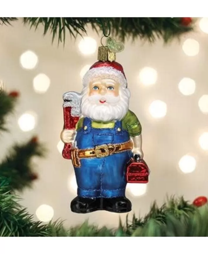 Handyman Santa Mouth Blown Glass Ornament | Noel Eternel Best