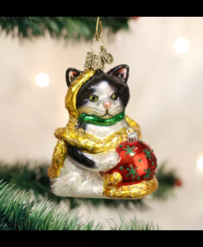 Holiday Kitten, Mouth Blown Glass Ornament | Noel Eternel New