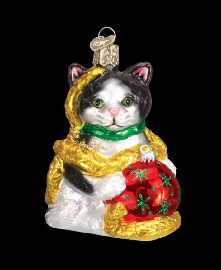 Holiday Kitten, Mouth Blown Glass Ornament | Noel Eternel New