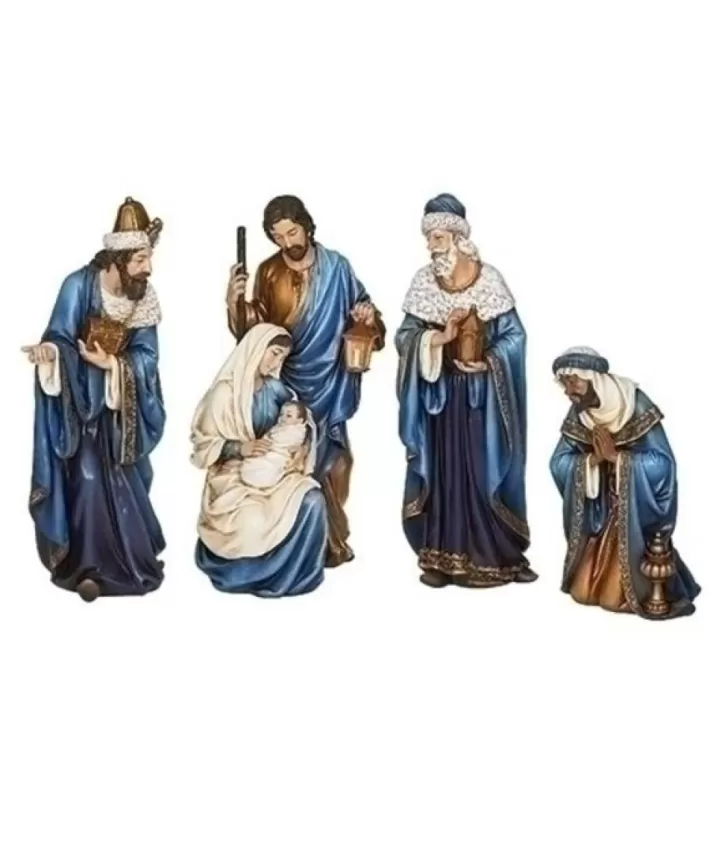 Holy Family And Wisemen Blue And Gold | Noel Eternel Fashion