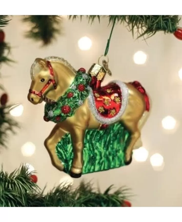 Horse With Wreath Glass Ornament | Noel Eternel Online