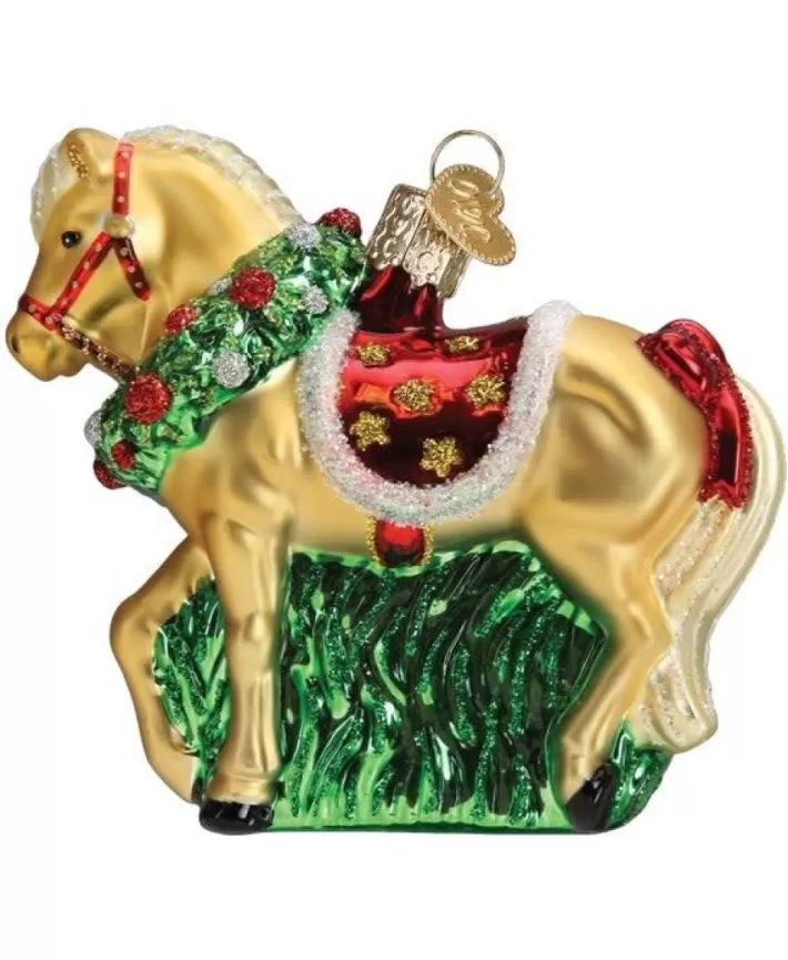 Horse With Wreath Glass Ornament | Noel Eternel Online