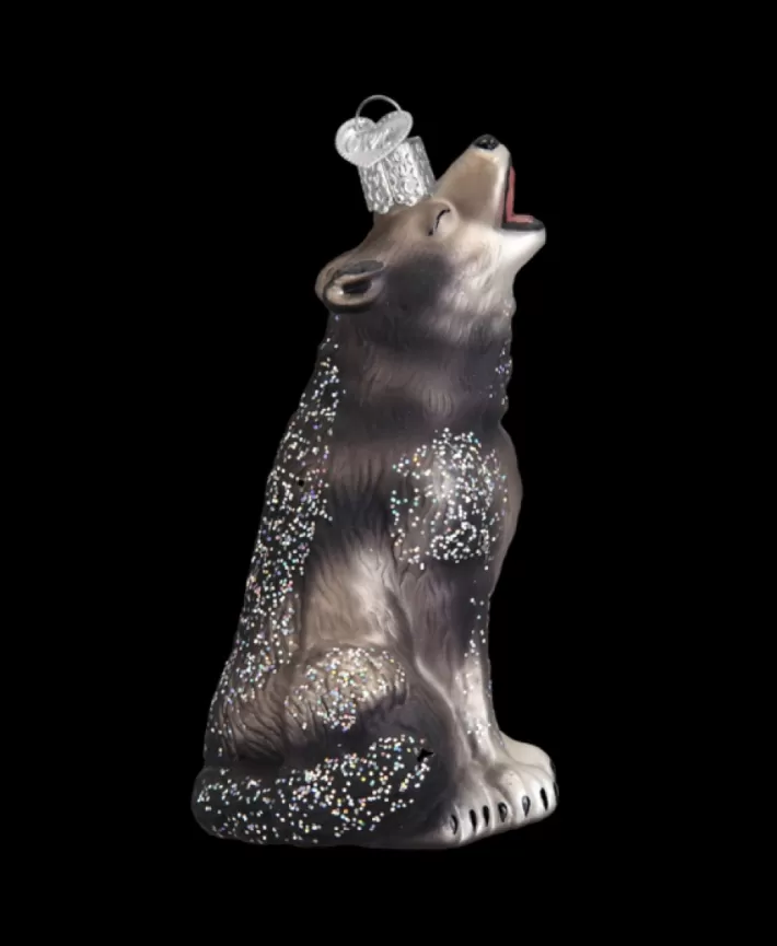 Howling Wolf, Mouth Blown Glass Ornament | Noel Eternel Sale