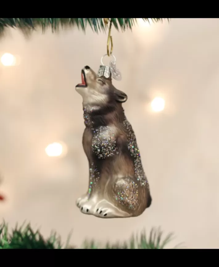 Howling Wolf, Mouth Blown Glass Ornament | Noel Eternel Sale