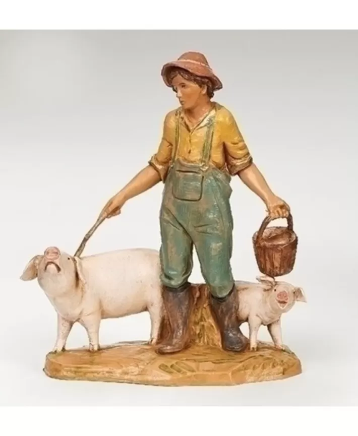 Jedediah - Boy With Pigs 5" Fontanini Nativity 54115 | Noel Eternel Cheap