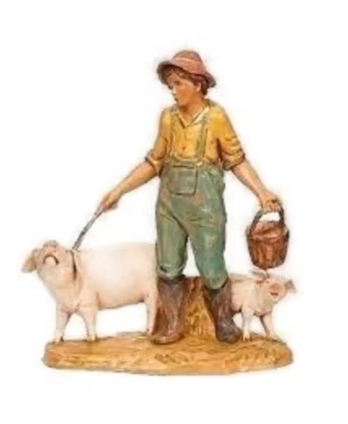 Jedediah - Boy With Pigs 5" Fontanini Nativity 54115 | Noel Eternel Cheap