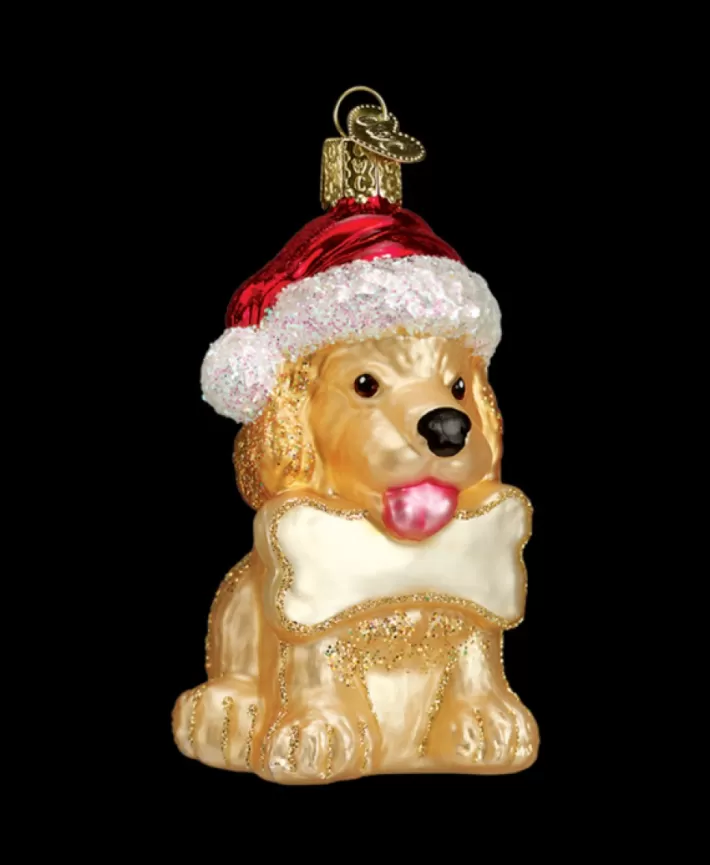 Jolly Pup, Mouth Blown Glass Dog Ornament | Noel Eternel Online