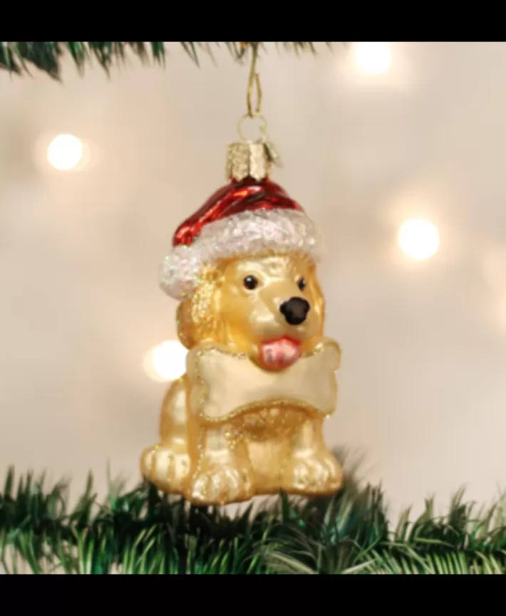 Jolly Pup, Mouth Blown Glass Dog Ornament | Noel Eternel Online