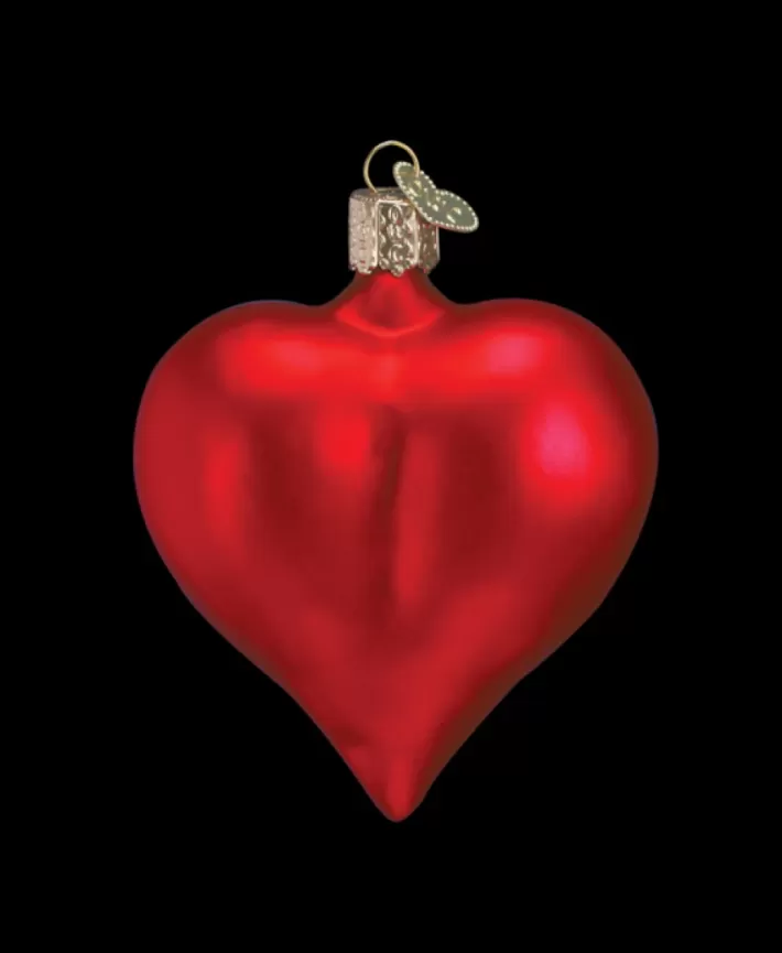 Large Matte Red Heart, Mouth Blown Glass Ornament | Noel Eternel Fashion