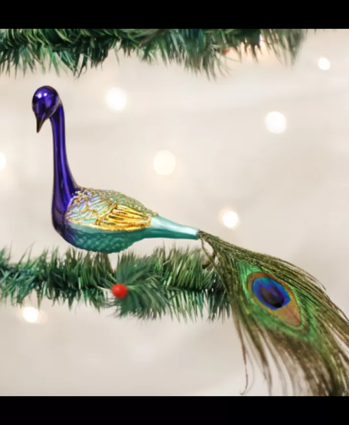 Magnificent Peacock, Mouth Blown Glass Ornament | Noel Eternel Best Sale