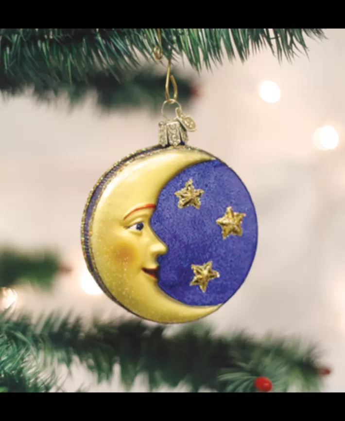 Man In The Moon, Mouth Blown Glass Ornament | Noel Eternel Cheap