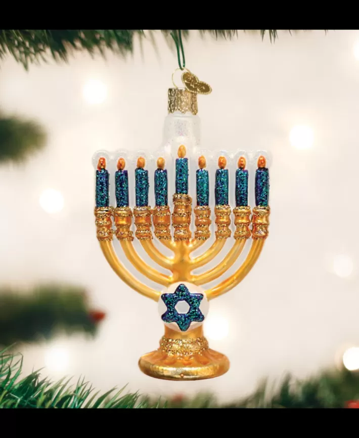 Menorah Mouth Blown Glass Ornament | Noel Eternel Store