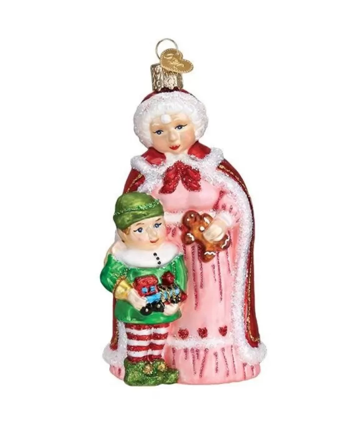 Mrs. Claus And Elf Glass Ornament | Noel Eternel Best