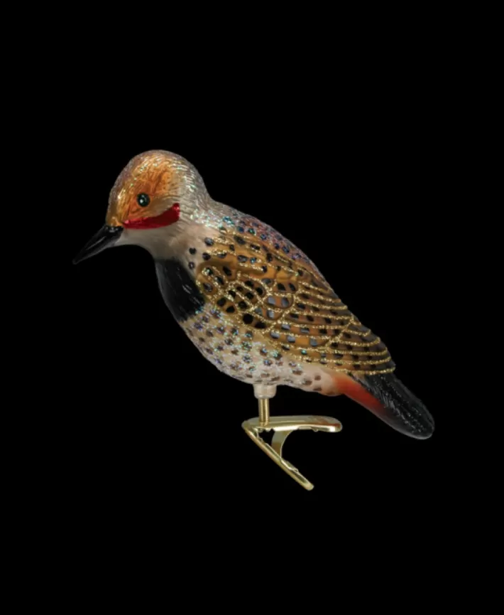 Northern Flicker Bird Mouth Blown Glass Ornament | Noel Eternel Discount