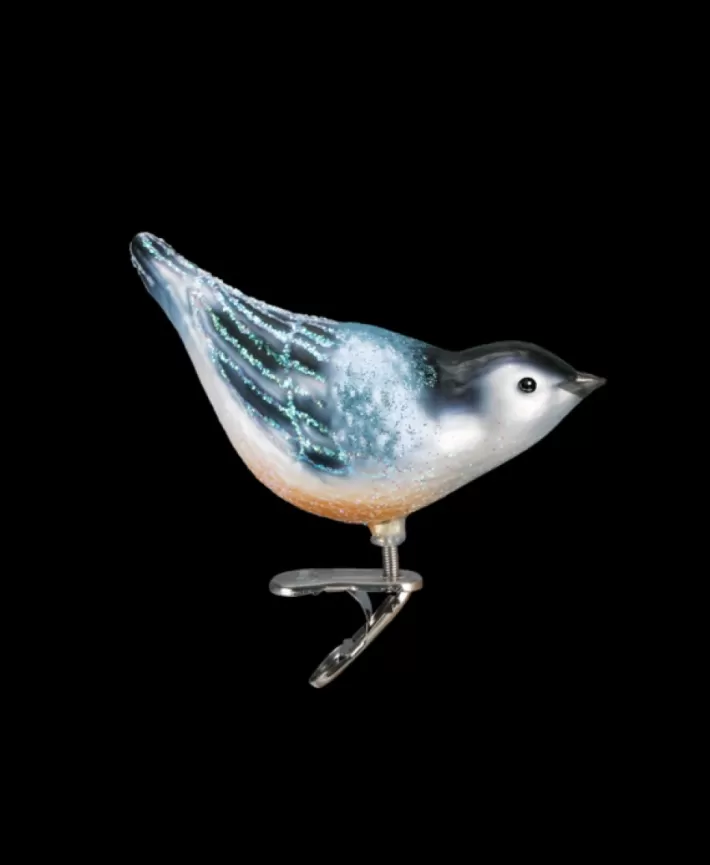 Nuthatch Bird Mouth Blown Glass Ornament | Noel Eternel Online