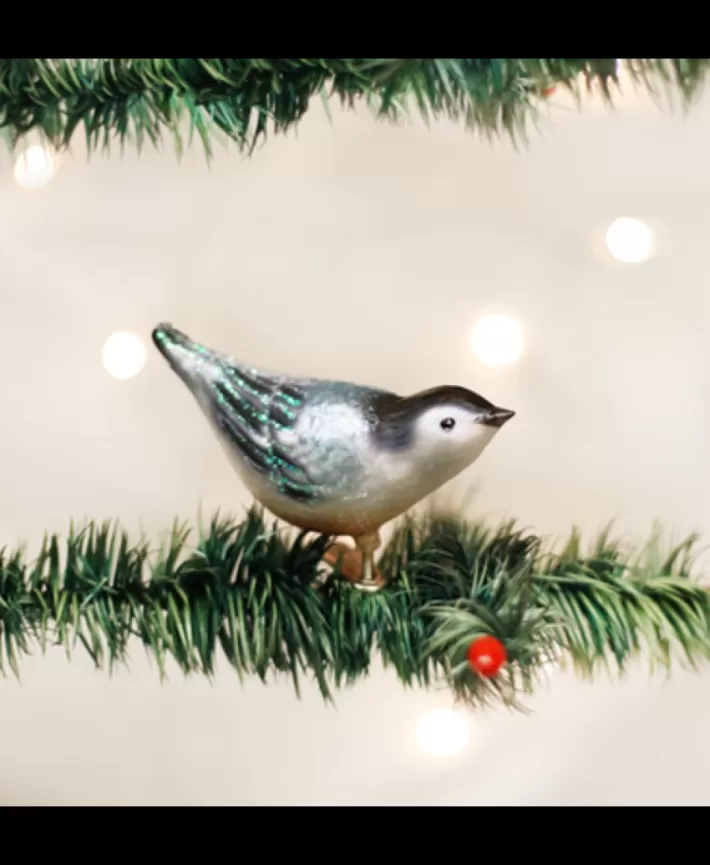 Nuthatch Bird Mouth Blown Glass Ornament | Noel Eternel Online