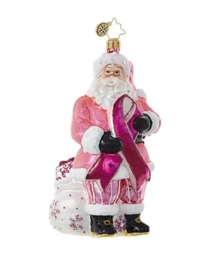 Ornament ''Breast Cancer Santa 2017'' Christopher Radko 1018961 | Noel Eternel Clearance