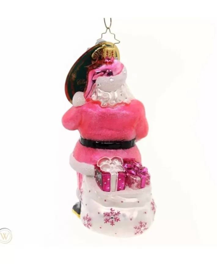 Ornament ''Breast Cancer Santa 2017'' Christopher Radko 1018961 | Noel Eternel Clearance