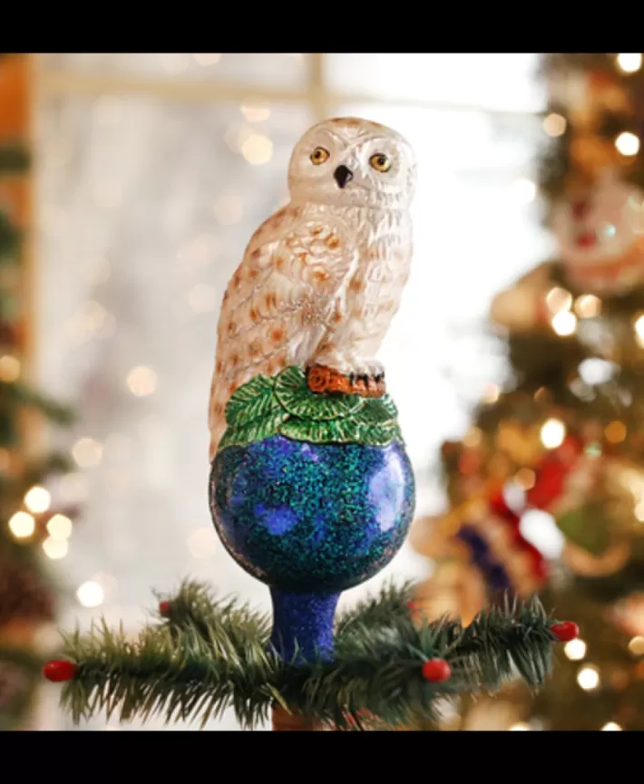 Owl, Mouth Blown Glass Tree Topper | Noel Eternel Clearance